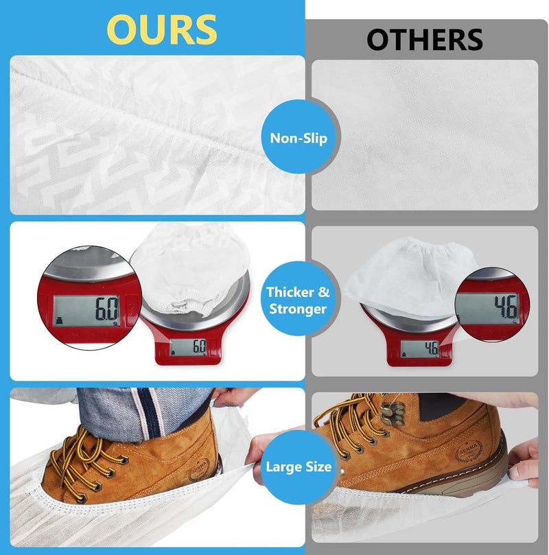 squish Shoe Covers Disposable Non Slip, 100 Pack(50 pairs) White Thick Extra Disposable Boot Covers Slip Proof Shoe Cover for Indoors Outdoors Durable Protector Covers Fits Virtually Most Shoes - Image 3